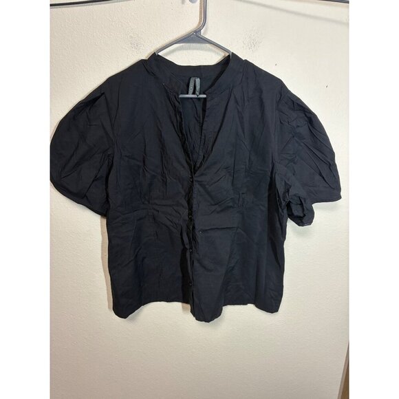 Old Navy Tops - Old Navy Blouse Button Up Short Sleeve Black Size XXL